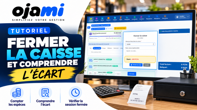 Fermer la caisse et comprendre l’écart | Tutoriel Ojami