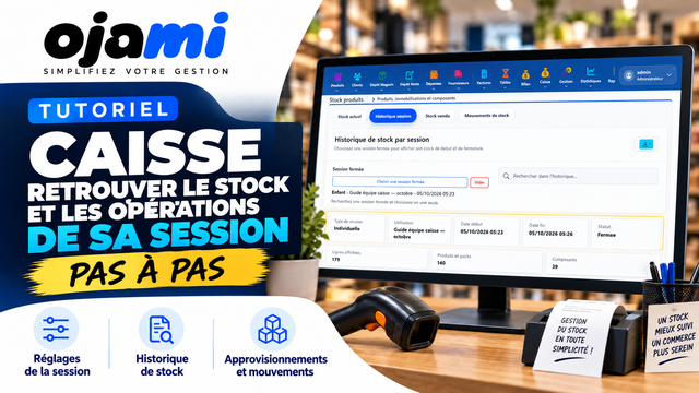 Caisse — retrouver le stock et les opérations de sa session | Tutoriel Ojami